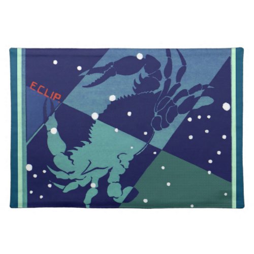 Cancer Crab Constellation Vintage Zodiac Astrology Cloth Placemat