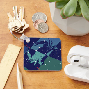 Cancer Crab Constellation Vintage Zodiac Astrology Keychain