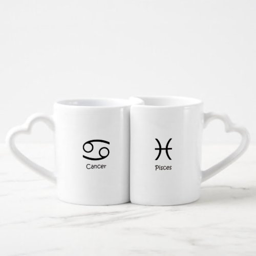 Cancer Crab  Pisces the fish Zodiac Astrology Coffee Mug Set