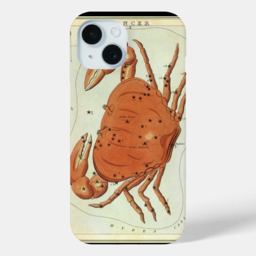 Cancer Crab Vintage Constellation Uranias Mirror iPhone 15 Case