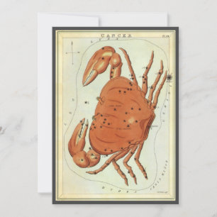 Cancer Crab Vintage Constellation, Urania's Mirror Invitation