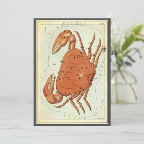 Cancer Crab Vintage Constellation Uranias Mirror Invitation