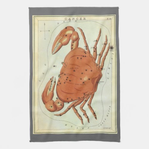 Cancer Crab Vintage Constellation Uranias Mirror Kitchen Towel