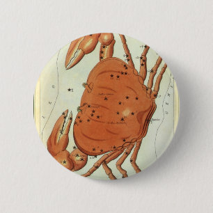 Cancer Crab Vintage Constellation, Urania's Mirror Pinback Button