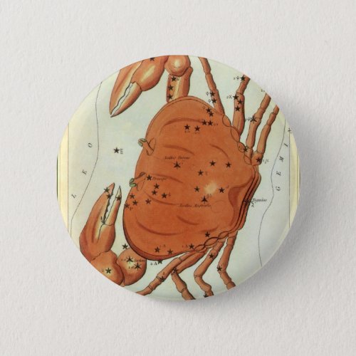 Cancer Crab Vintage Constellation Uranias Mirror Pinback Button