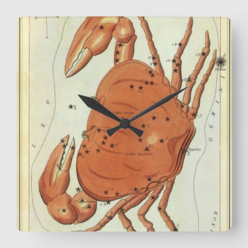 Cancer Crab Vintage Constellation Uranias Mirror Square Wall Clock