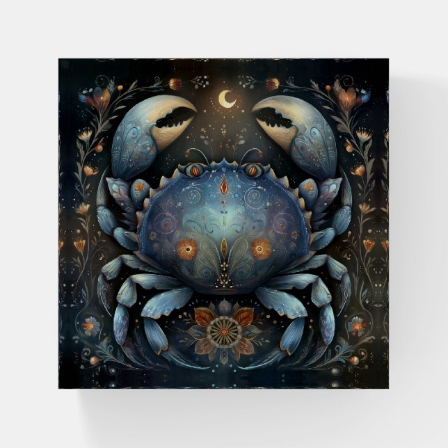 Cancer Crab Zodiac Astrology Celestial Birthday Paperweight (Front)