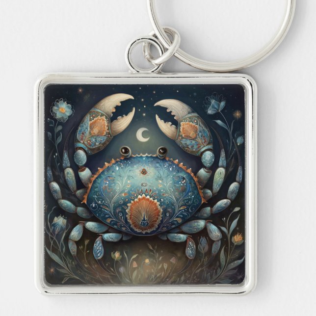 Cancer Crab Zodiac Astrology Mystical Birthday Keychain (Front)
