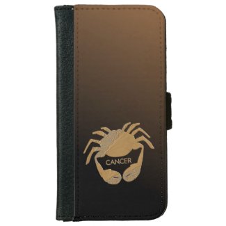 Cancer Crab Zodiac Brown Wallet Phone Case For iPhone 6/6s