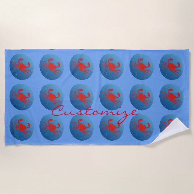 Cancer Crab Zodiac Thunder_Cove Beach Towel (Front)