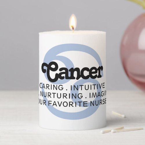 Cancer Custom Traits and Message Zodiac Pillar Candle