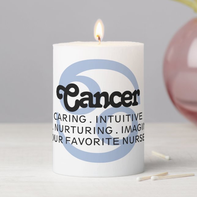 Cancer Custom Traits and Message Zodiac Pillar Candle (In Situ)