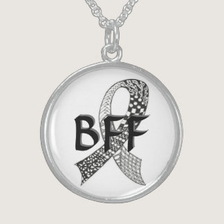 Cancer Disease Awareness Ribbon Pick Any Color Sterling Silver Necklace