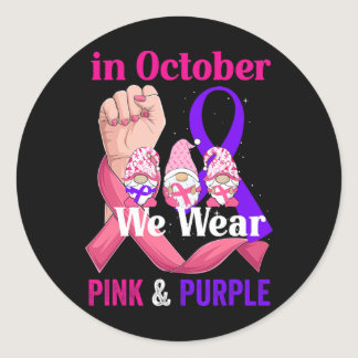 Cancer Domestic Violence Awareness Pink Purple Rib Classic Round Sticker