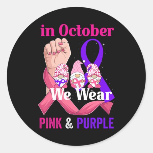 Cancer Domestic Violence Awareness Pink Purple Rib Classic Round Sticker