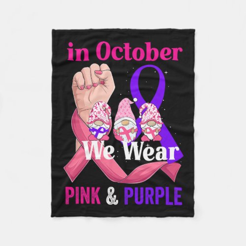 Cancer Domestic Violence Awareness Pink Purple Rib Fleece Blanket