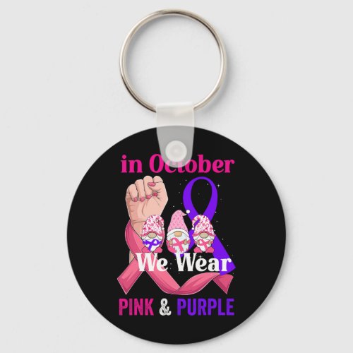 Cancer Domestic Violence Awareness Pink Purple Rib Keychain