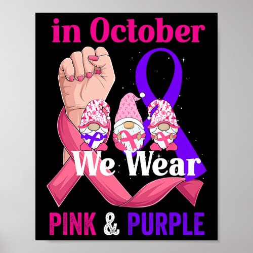 Cancer Domestic Violence Awareness Pink Purple Rib Poster