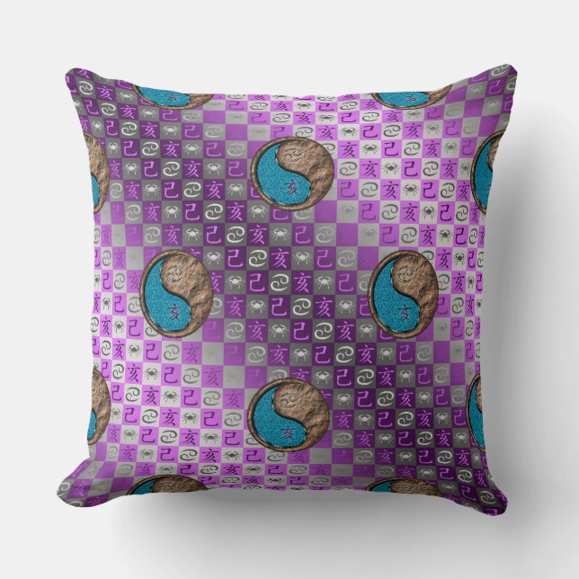 Cancer & Earth Boar Throw Pillow (Front)