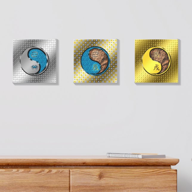 Cancer & Earth Dragon Canvas Photo Tile (Dresser)