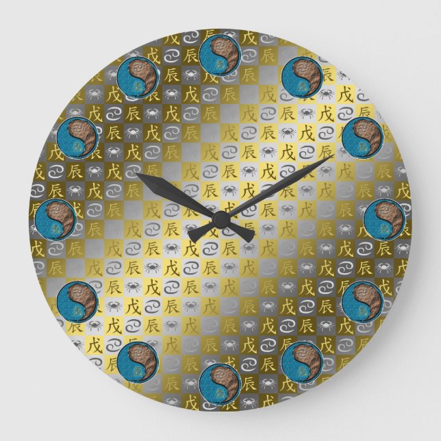 Cancer & Earth Dragon Large Clock (Front)
