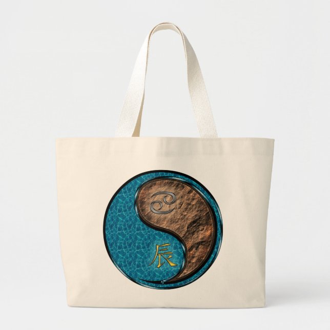 Cancer & Earth Dragon Large Tote Bag (Front)