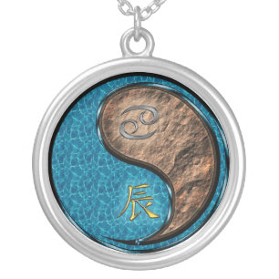 Cancer & Earth Dragon Silver Plated Necklace