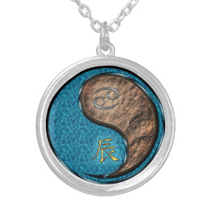 Cancer & Earth Dragon Silver Plated Necklace