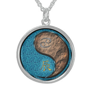 Cancer & Earth Dragon Sterling Silver Necklace