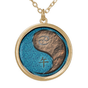 Cancer & Earth Horse Gold Plated Necklace