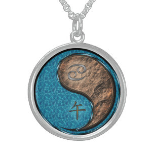 Cancer & Earth Horse Sterling Silver Necklace