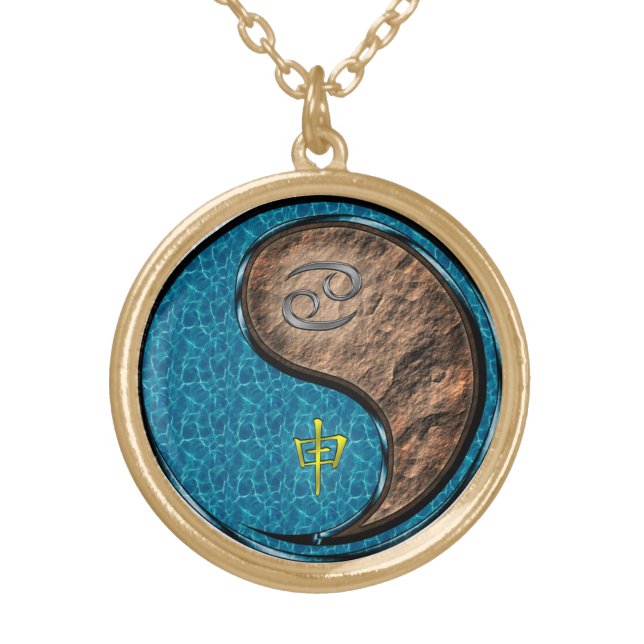 Cancer & Earth Monkey Gold Plated Necklace (Front)