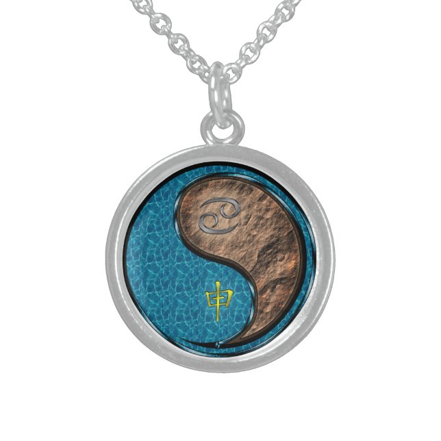 Cancer & Earth Monkey Sterling Silver Necklace (Front)