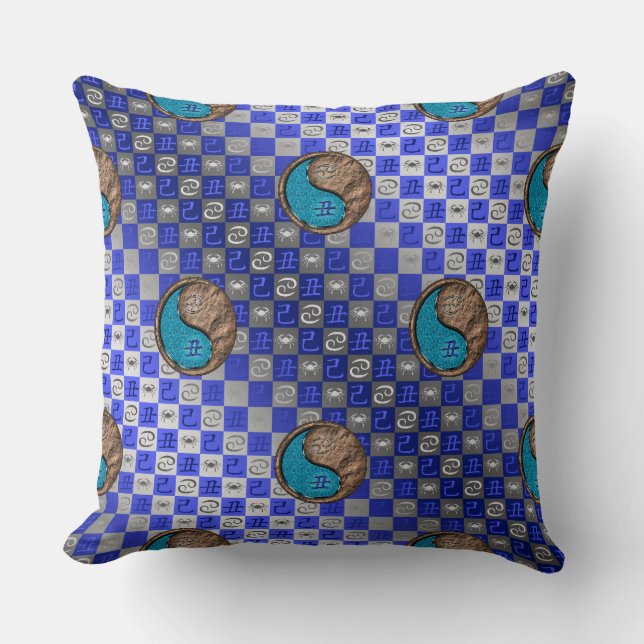 Cancer & Earth Ox Throw Pillow (Front)