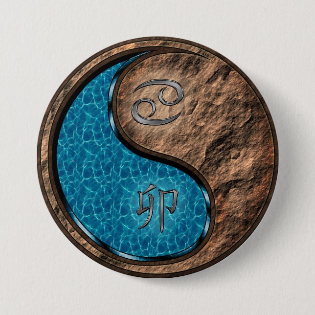 Cancer & Earth Rabbit Button (Front)