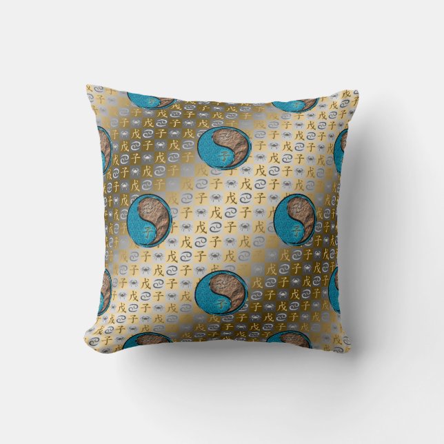 Cancer & Earth Rat Throw Pillow (Front)