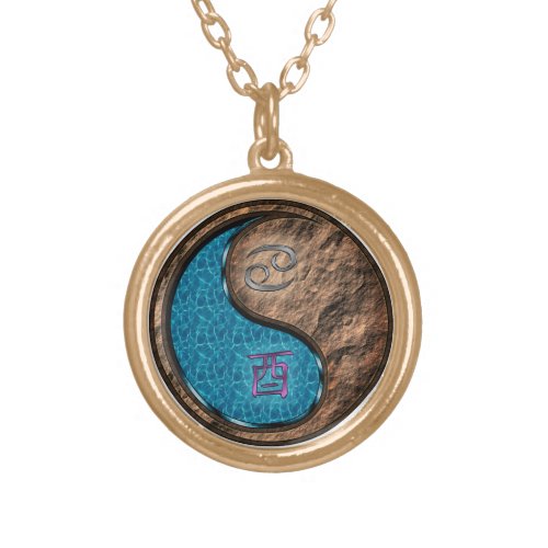 Cancer Earth Rooster Gold Plated Necklace