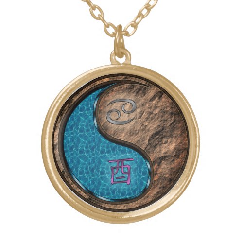 Cancer Earth Rooster Gold Plated Necklace