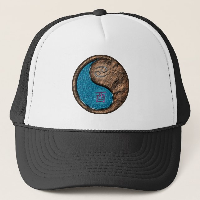 Cancer & Earth Rooster Trucker Hat (Front)