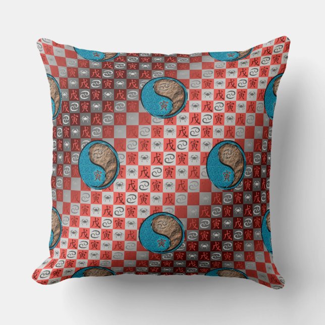Cancer & Earth Tiger Throw Pillow (Front)