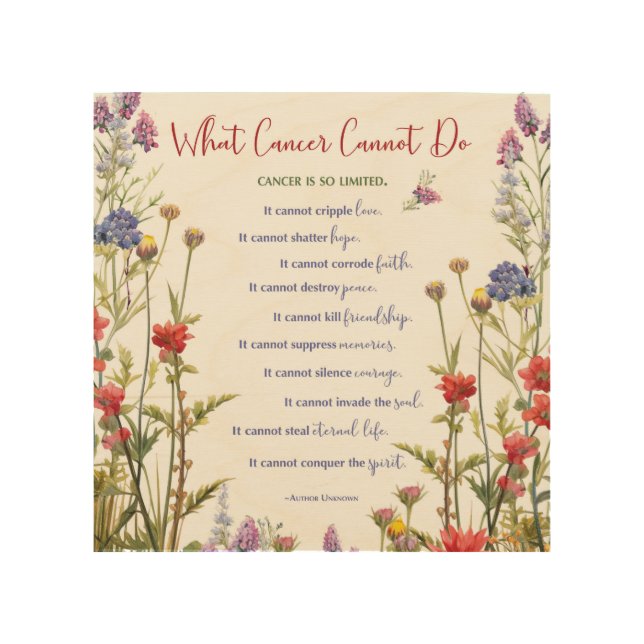 Cancer Encouragement Wildflowers Wood Wall Art (Front)