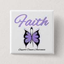 Cancer Faith Butterfly Lavender Ribbon Button