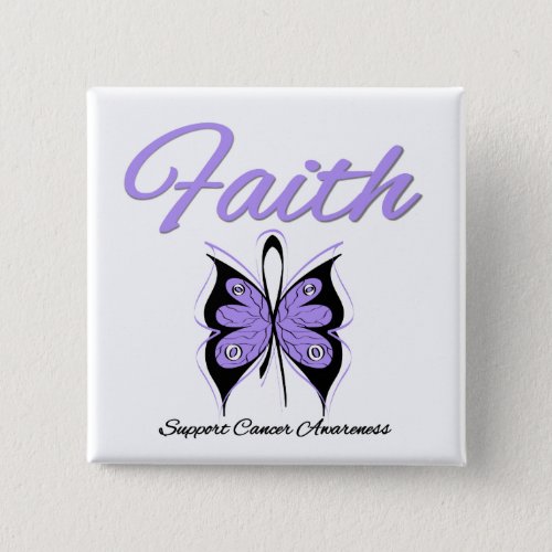 Cancer Faith Butterfly Lavender Ribbon Button