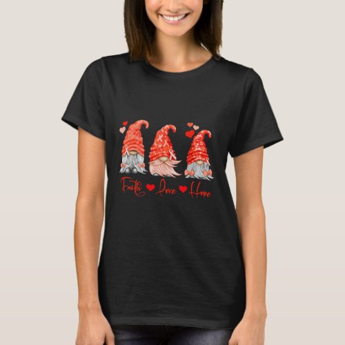 Cancer Faith Hope Love Red Gnomes Heart Warrior  T_Shirt