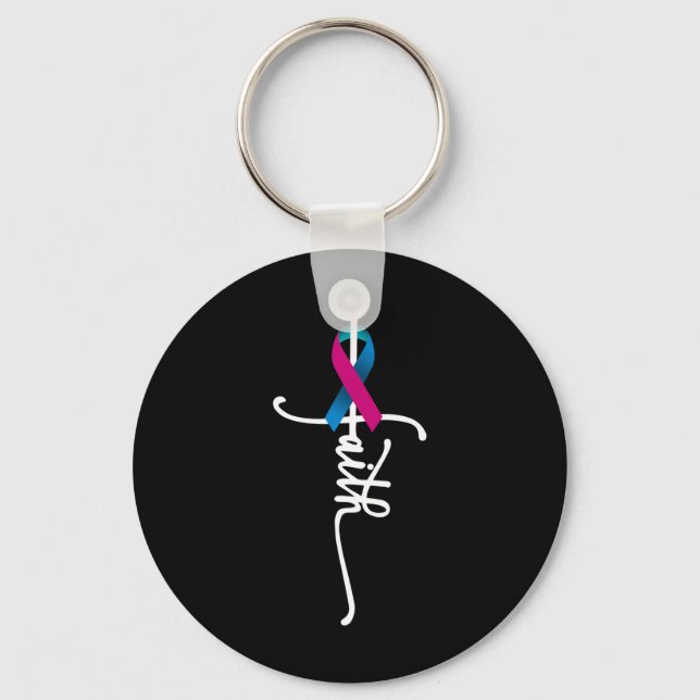 Cancer Faith Thyroid Cancer Awareness Support  Keychain (Front)