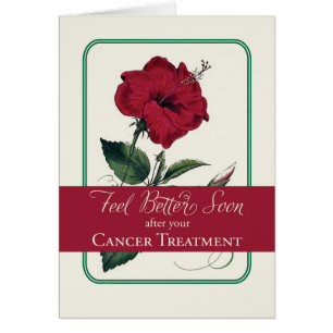 Cancer Feel Better, Red Hibiscus Flower, Religious Cards