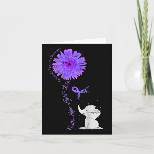 Cancer Fight Support Purple Ribbon Gift Pancreatic Card (Front)