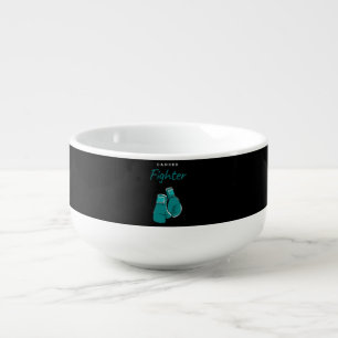 cancer fighter, teal soup mug