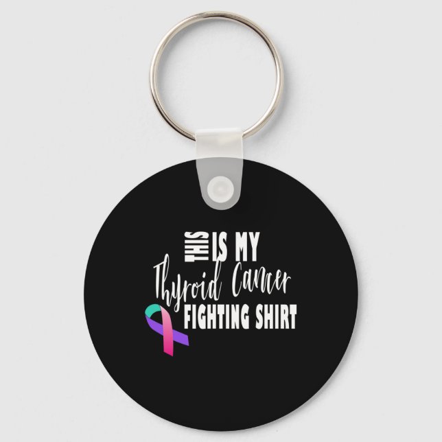 Cancer Fighter Thyroid Cancer Awareness  Keychain (Front)