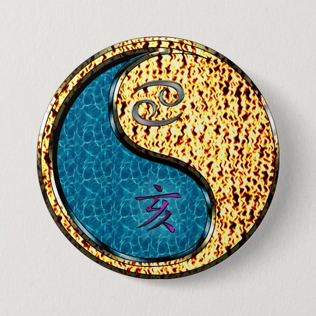 Cancer & Fire Boar Button (Front)